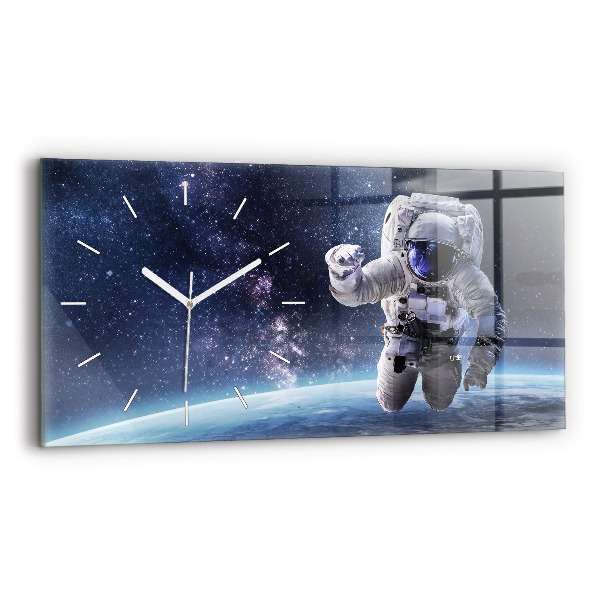 Zegar szklany 60x30 Astronauta w kosmosie