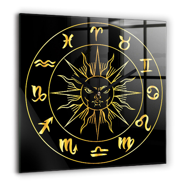 Zegar szklany 60x60 Astrologiczne symbole