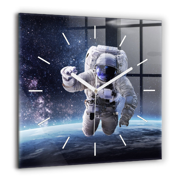 Zegar szklany 60x60 Astronauta na tle Ziemi