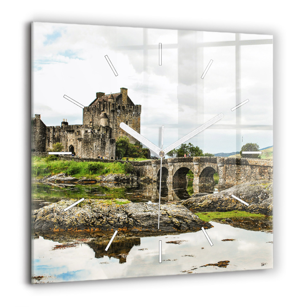 Zegar szklany 60x60 Zamek Eilean Donan