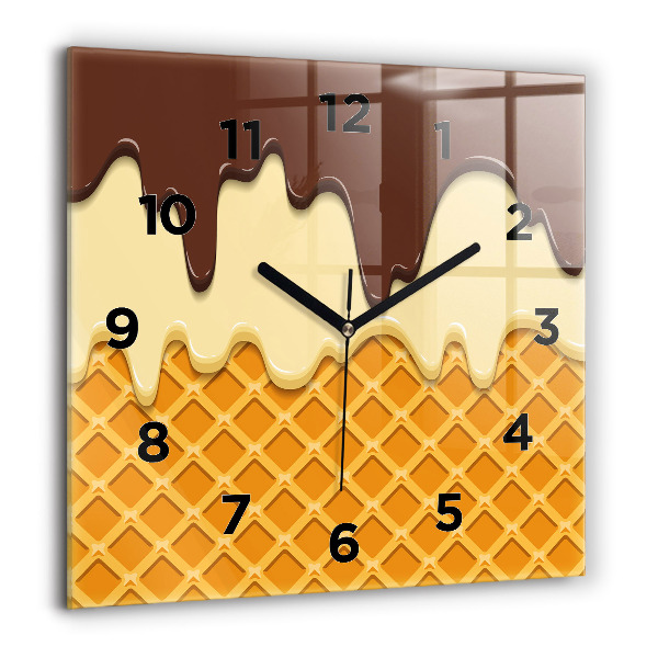Zegar szklany 60x60 Wafelek i lody