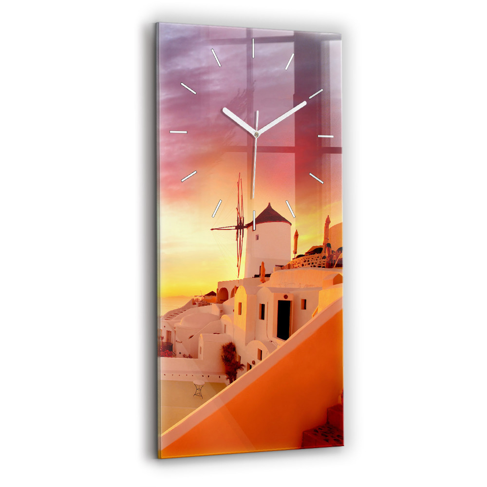 Zegar ścienny pionowy Stary wiatrak w Santorini