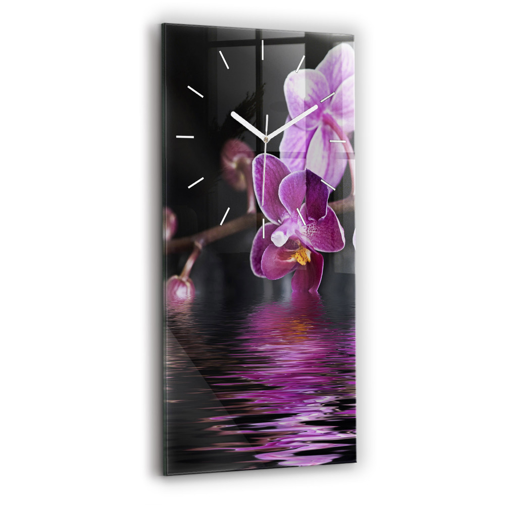 Zegar ścienny pionowy Kwiat orchidei na wodzie