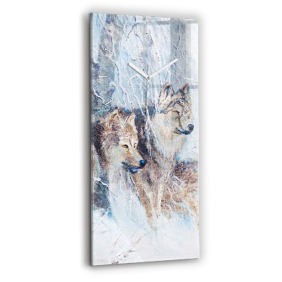 Zegar ścienny pionowy Wilki w lesie