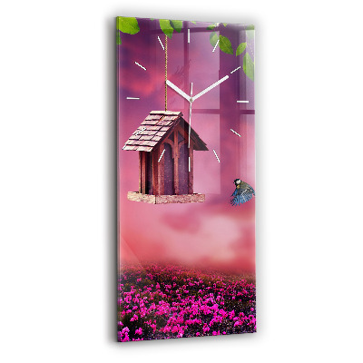 Zegar ścienny pionowy Domek dla ptaków