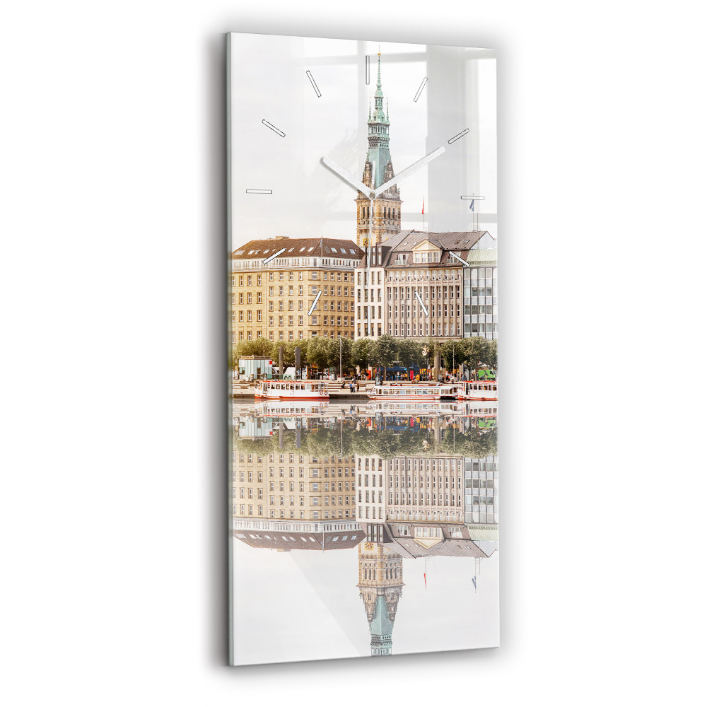 Zegar ścienny pionowy Rzeka Hamburg Niemcy