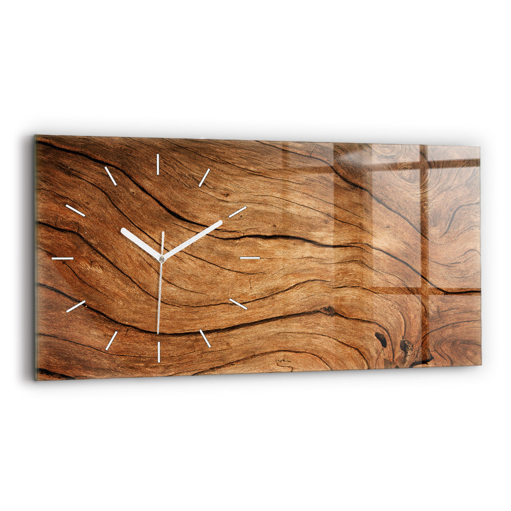 Zegar szklany poziomy Stare drewno