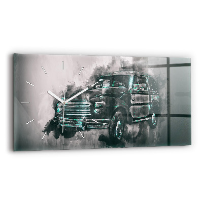 Zegar szklany poziomy Oldschoolowy Samochód