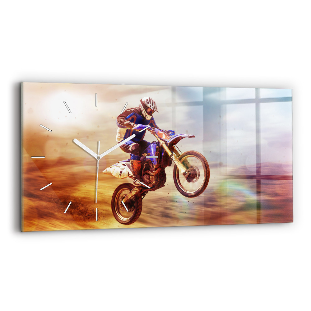 Zegar szklany poziomy Motocross Enduro