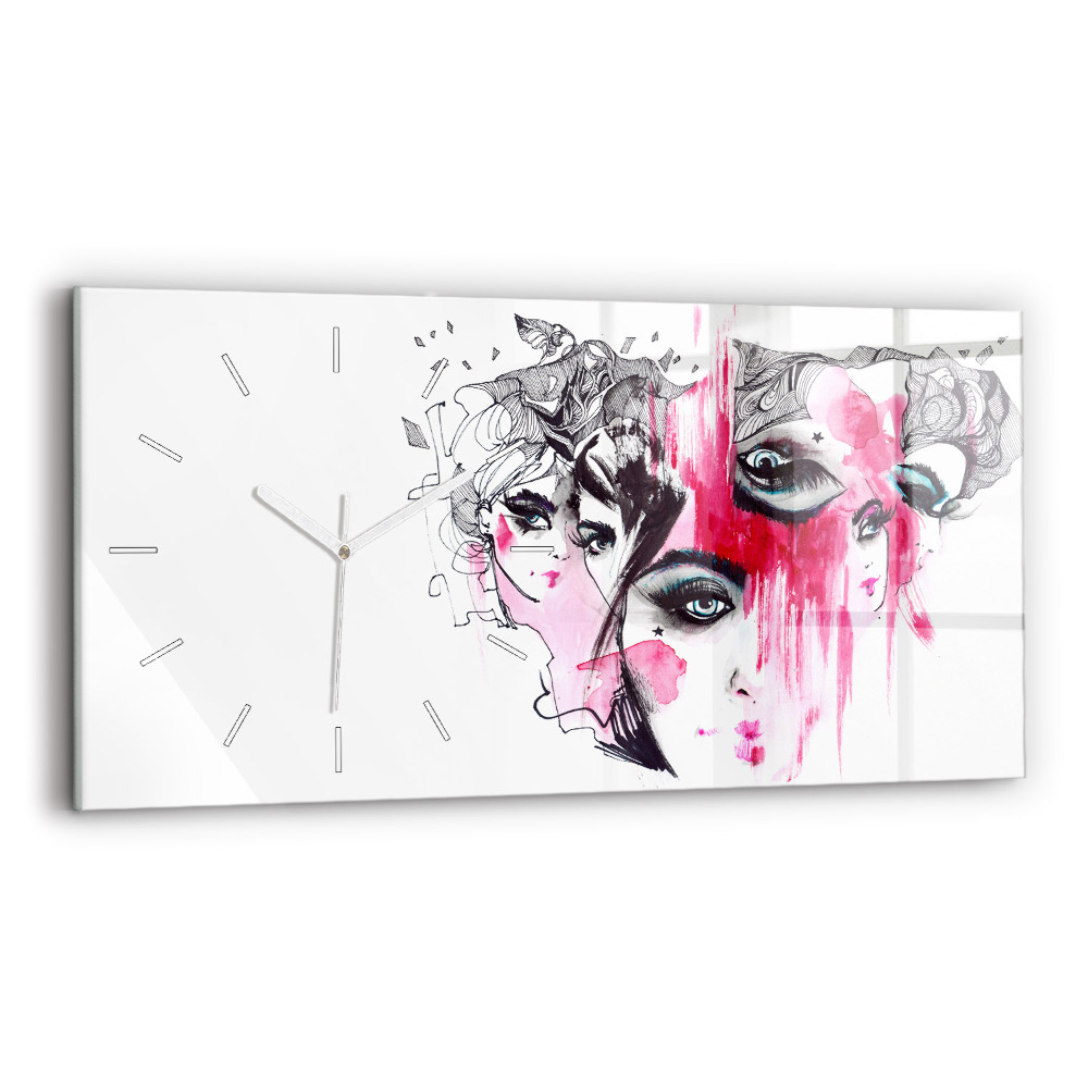 Zegar szklany poziomy Wiele Twarzy Abstrakcja