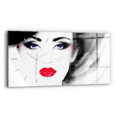 Zegar szklany poziomy Portret kobiety