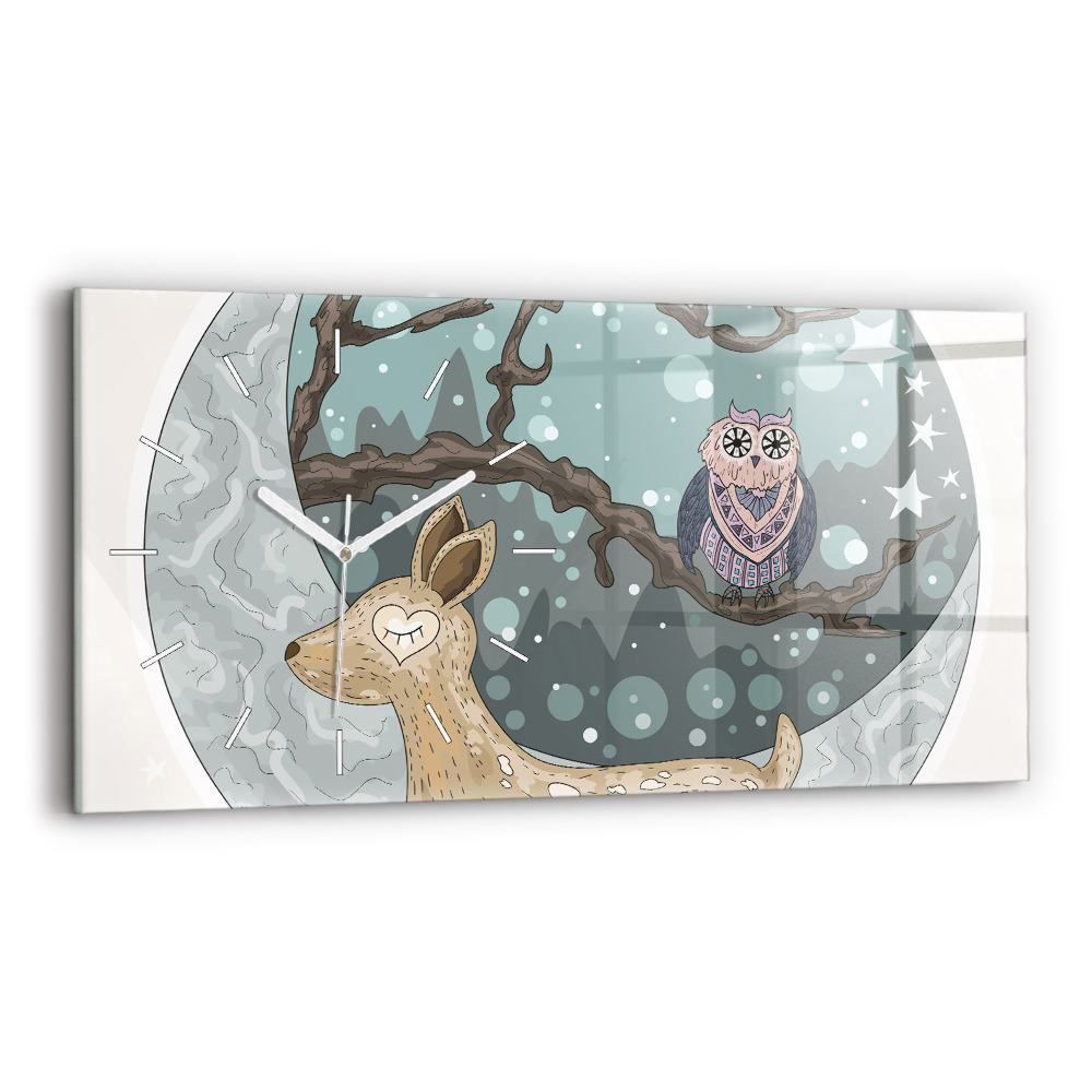 Zegar poziomy Nocne zwierzęta Księżyc