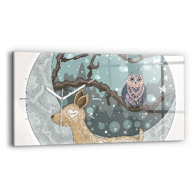 Zegar poziomy Nocne zwierzęta Księżyc