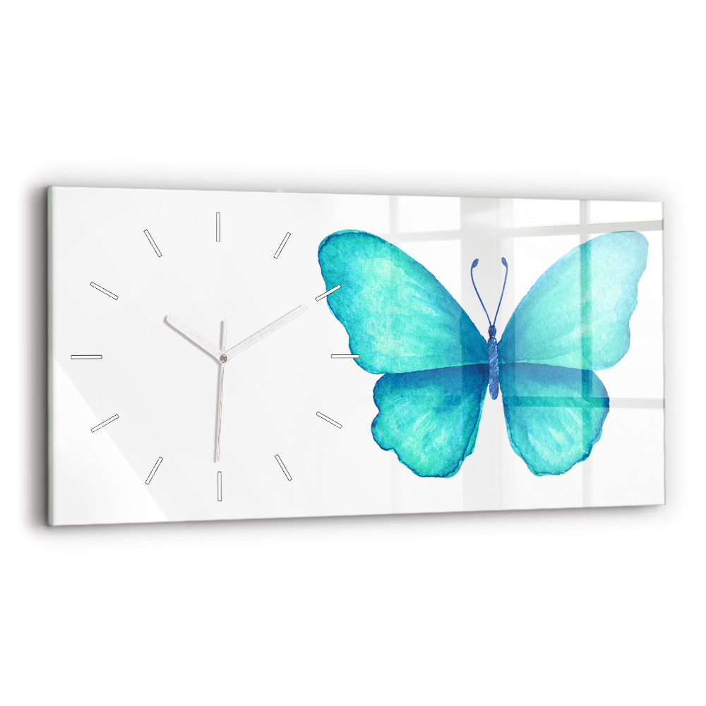 Zegar poziomy Turkusowy letni motyl