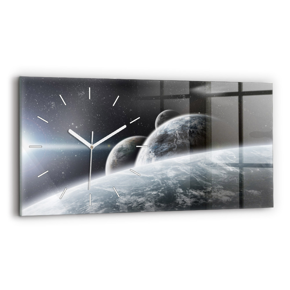 Zegar szklany poziomy Kosmos Planety