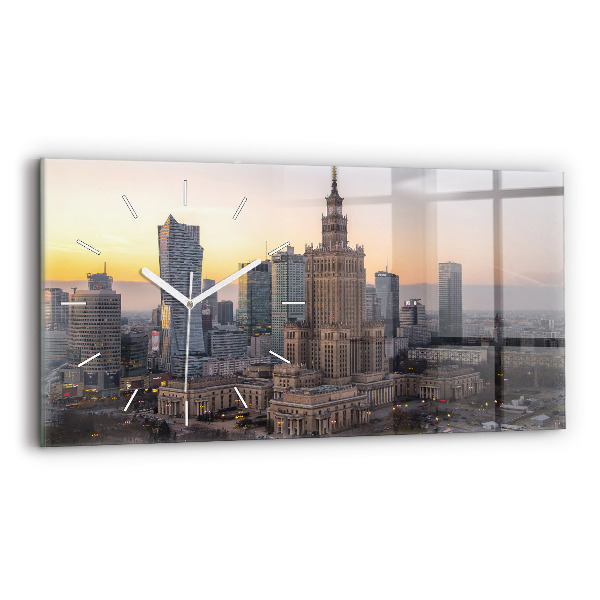 Zegar szklany Panorama Warszawy