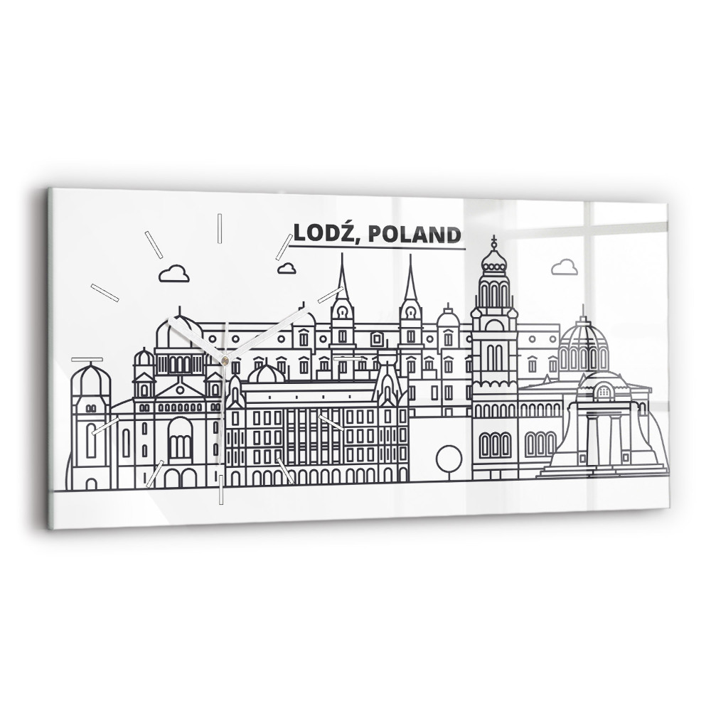 Zegar szklany poziomy Łódź architektura panorama