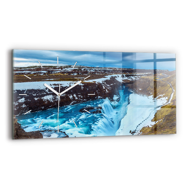 Zegar szklany poziomy Wodospad Gullfoss na Islandii
