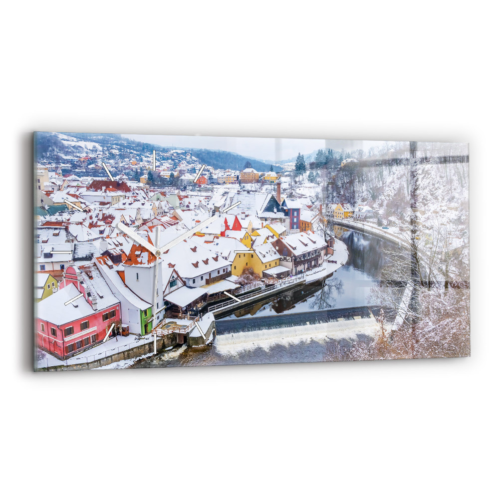 Zegar poziomy Panorama miasta w zimie