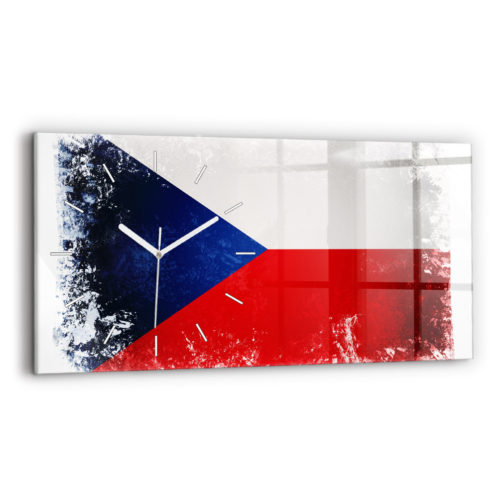 Zegar szklany poziomy Flaga Czech