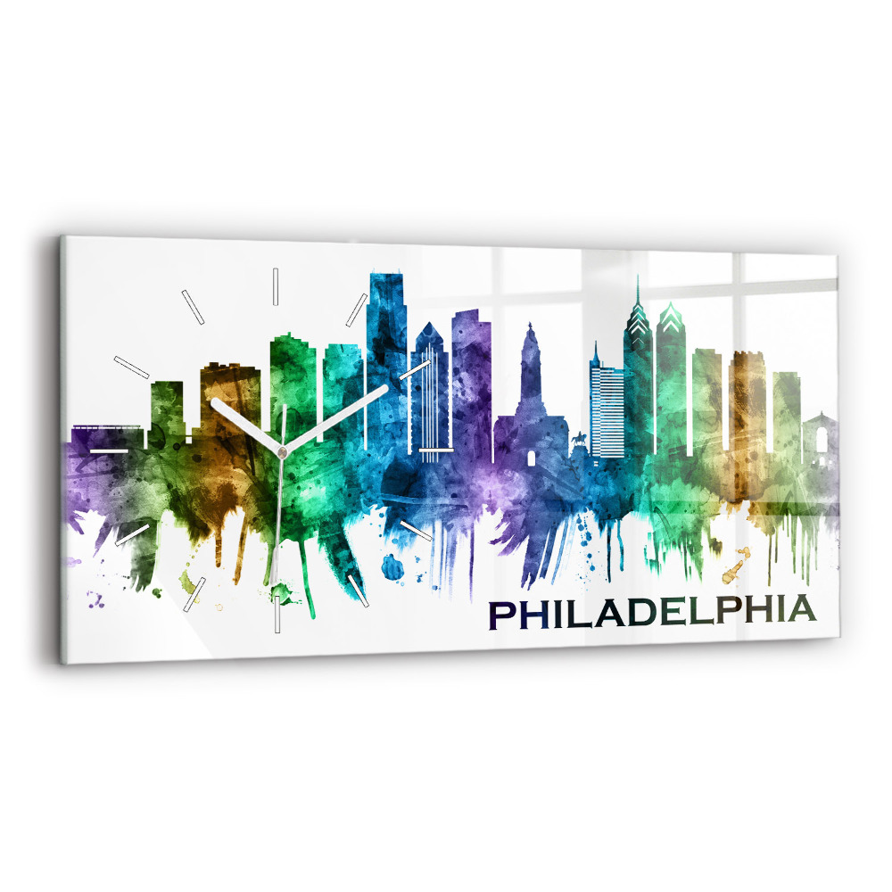 Zegar poziomy Kolorowa Philadelphia