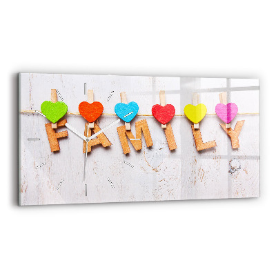 Zegar szklany poziomy Napis rodzina