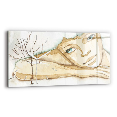 Zegar szklany poziomy Portret kobiety