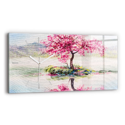 Zegar szklany poziomy Mozaika drzewa