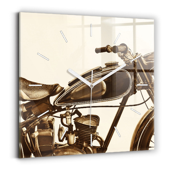 Zegar ścienny kwadratowy Sepia motocykla Vintage