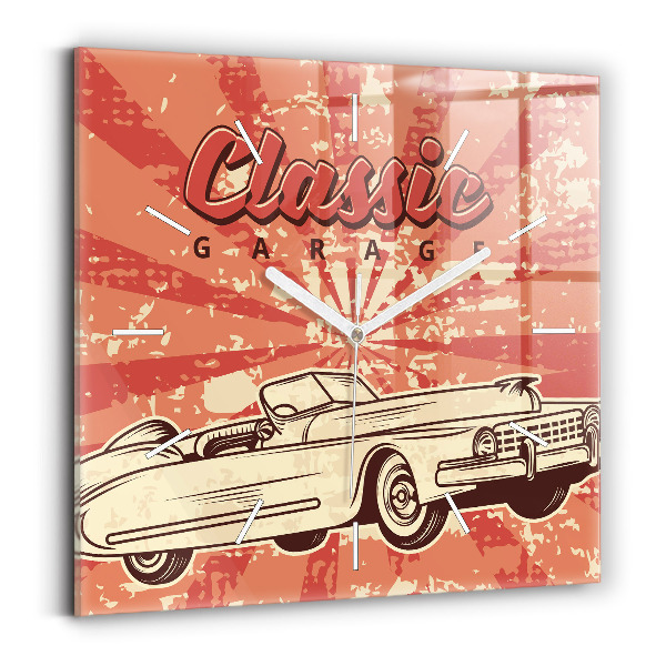 Zegar ścienny kwadratowy Vintage Retro auto