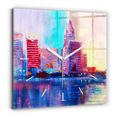 Zegar ścienny kwadratowy Abstrakcja drapaczy chmur