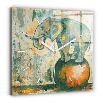 Zegar ścienny kwadratowy Malowana postura słonia