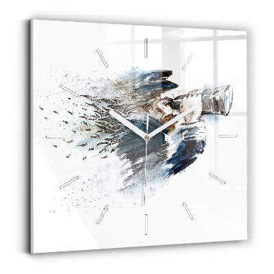 Zegar ścienny kwadratowy Kapitan z lornetką