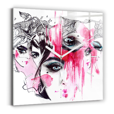 Zegar ścienny kwadratowy Wiele twarzy abstrakcja