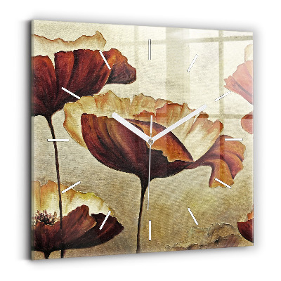 Zegar ścienny kwadratowy Malowane maki