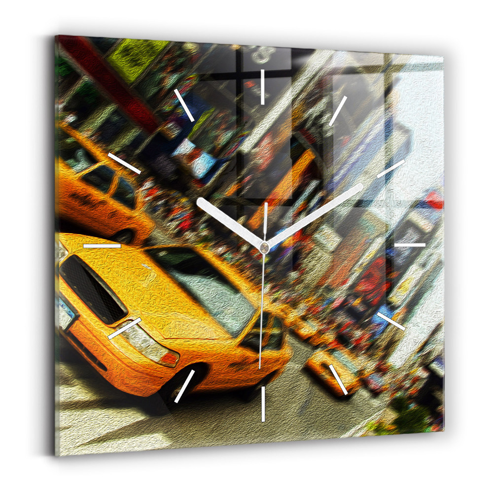 Zegar ścienny kwadratowy New York City taksówki