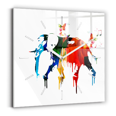 Zegar kwadratowy Kolorowy malowany słoń