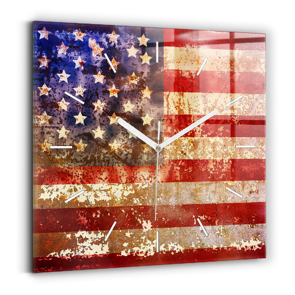 Zegar kwadratowy Flaga USA w stylu vintage