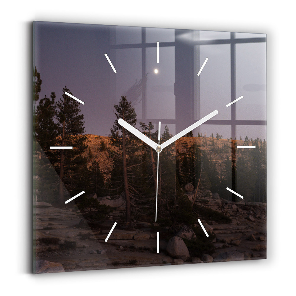 Zegar szklany kwadratowy Kamienista droga Yosemite