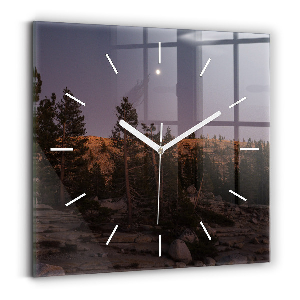 Zegar szklany kwadratowy Kamienista droga Yosemite