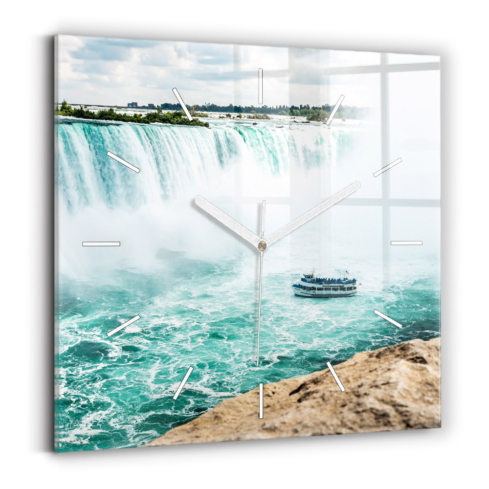 Zegar szklany kwadratowy Łódka i Niagara
