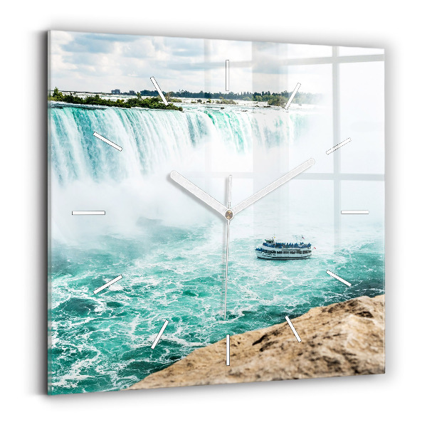 Zegar szklany kwadratowy Łódka i Niagara
