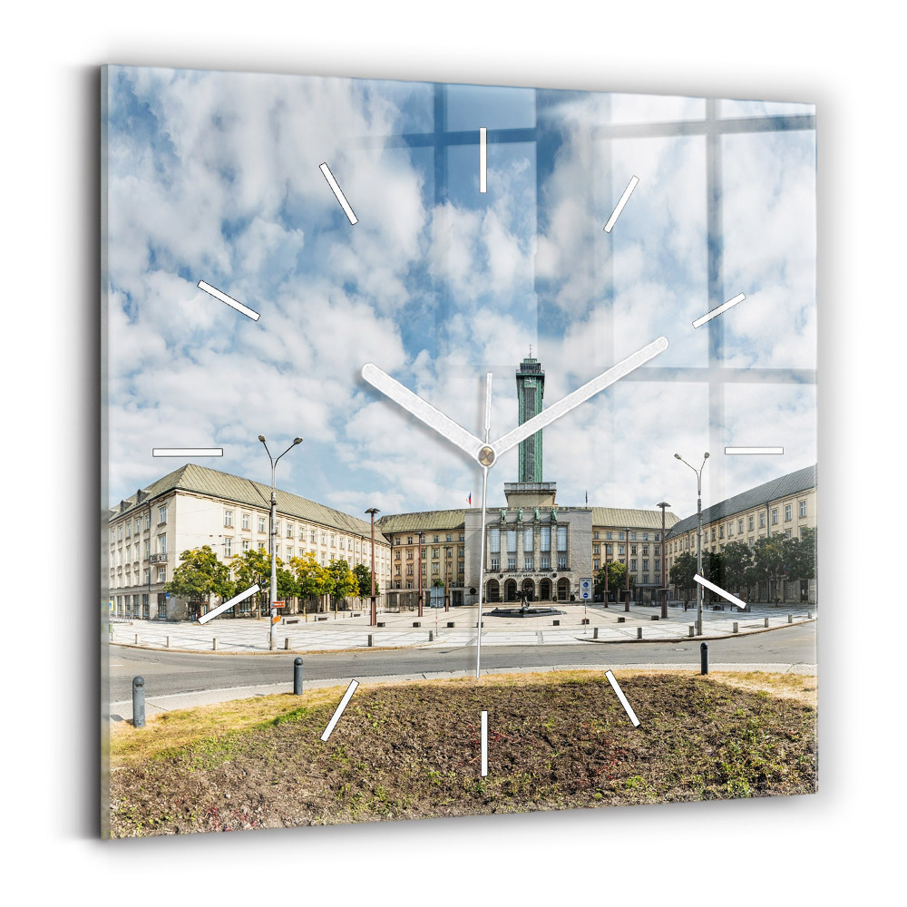 Zegar kwadratowy Panorama miasta Ostrawa
