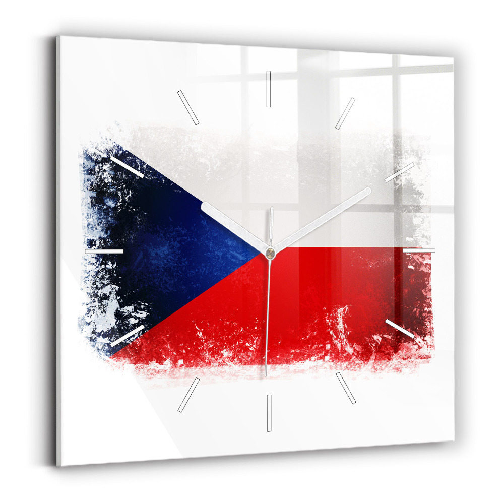 Zegar ścienny kwadratowy Flaga Czech