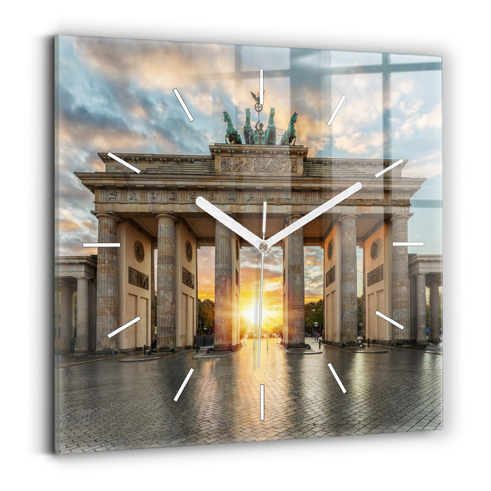 Zegar ścienny kwadratowy Brama Brandenburska w Berlinie