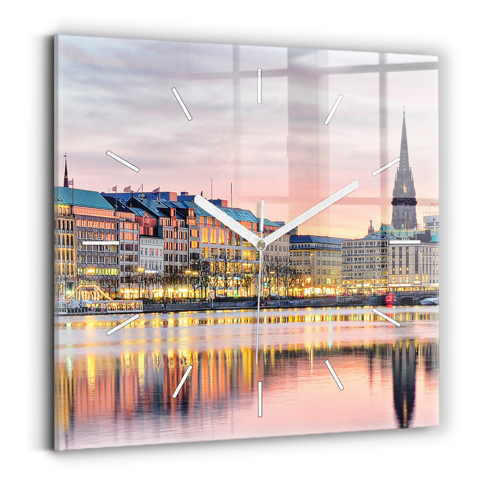 Zegar ścienny kwadratowy Alster w Hamburgu