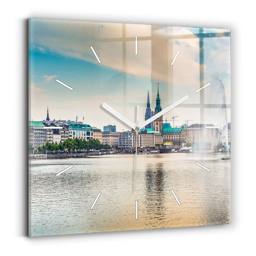 Zegar ścienny kwadratowy Binnenalster w Hamburgu