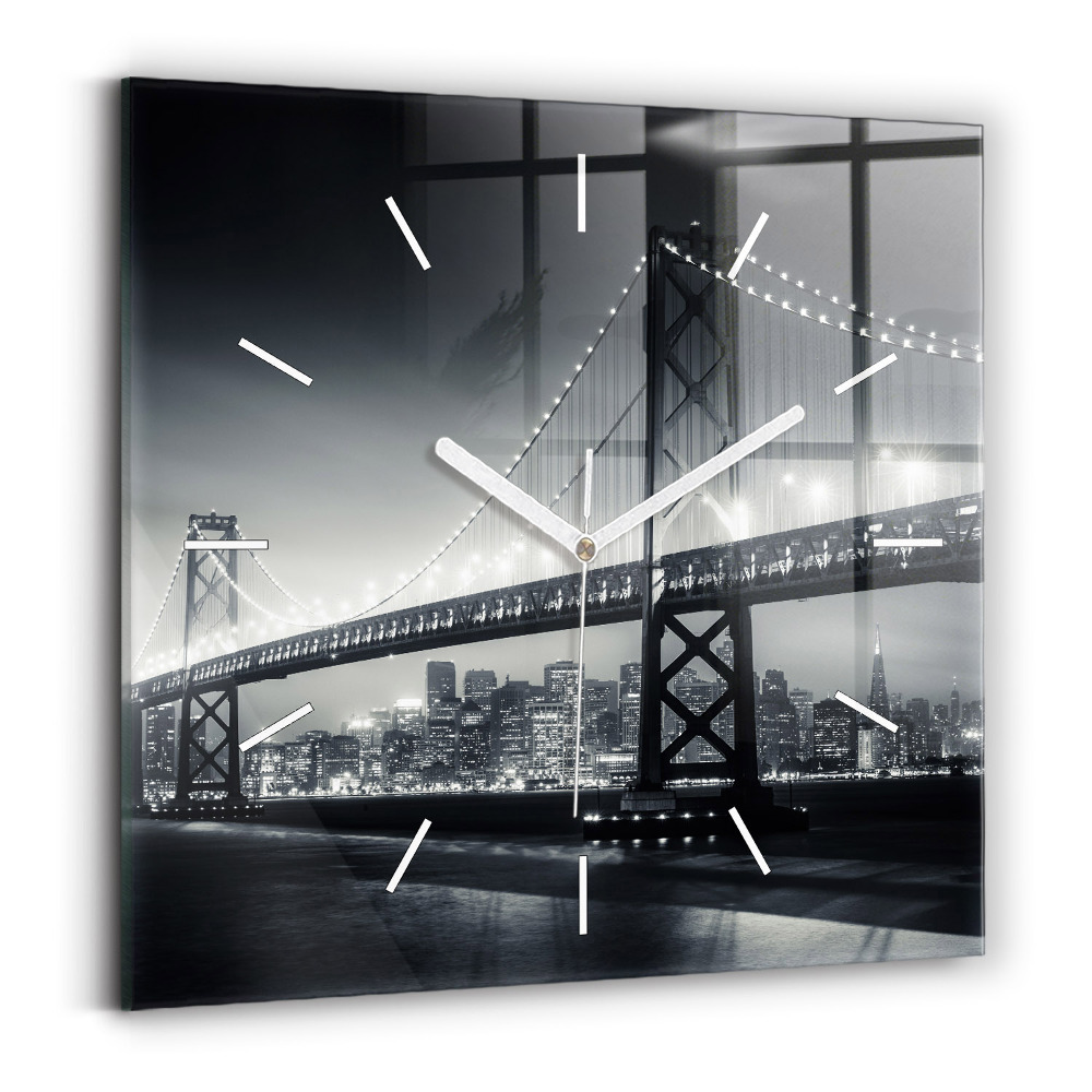 Zegar ścienny kwadratowy Most nocą San Francisco