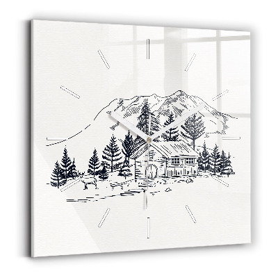 Zegar ścienny kwadratowy Rysunkowe miasteczko