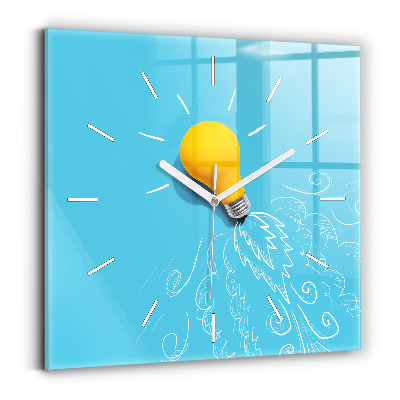 Zegar szklany kwadratowy Żarówka rysunek